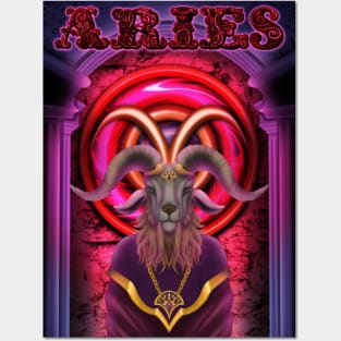 Aries Zodiac Art – Mystical Ram in Esoteric Temple Posters and Art